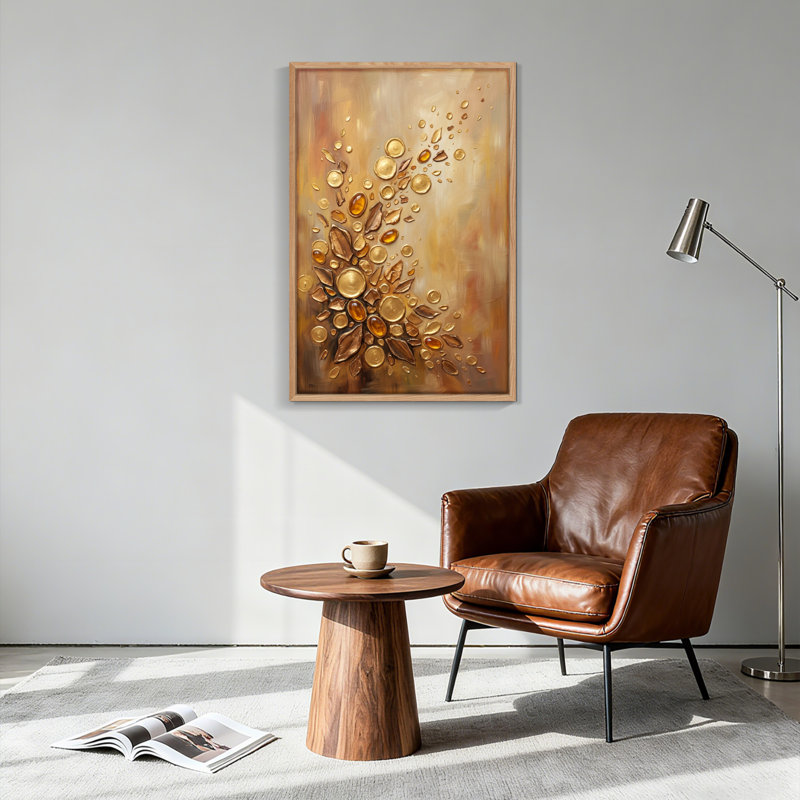 Ensemble de 1 tableau sur toile Feuilles dorées, H 48 po x l 32 po, Naturel
