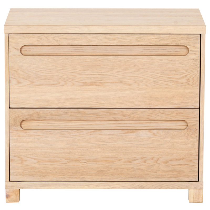 Tobiette 2 Drawer Wood Nightstand, Oak