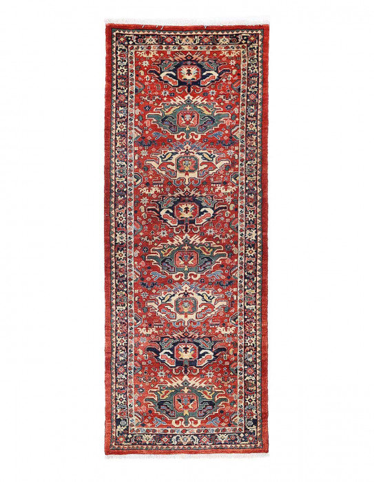 Tapis de couloir rouge en laine 2 pi 2 po x 6 pi Nabiel