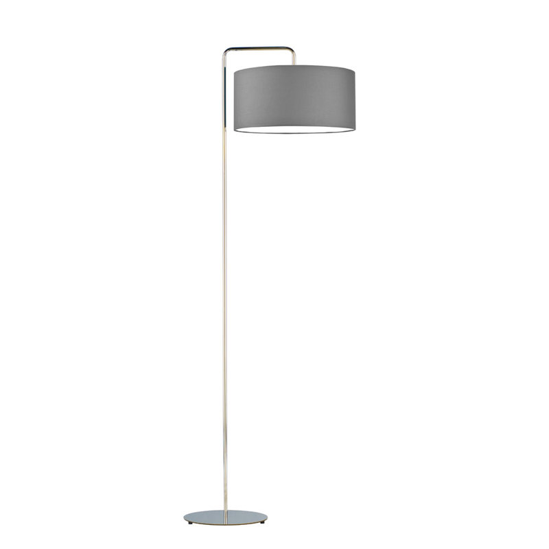 Janisse 156cm Traditional Floor Lamp, Steel Gray, Satin Nickel
