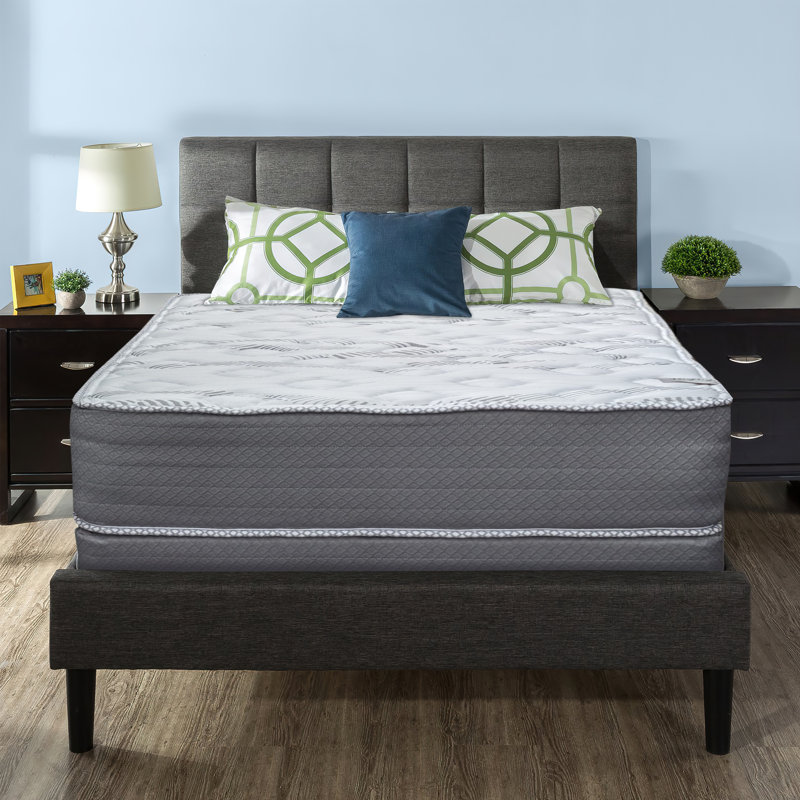 12-Inch Firm Double Sided Tight Top Innerspring Mattress With 4" Wood Box Spring, Full, Mink, Full