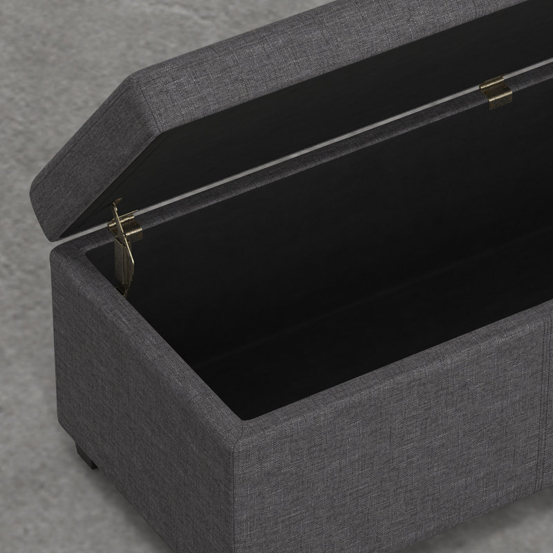 Banc de rangement avec repose-pieds Lincoln, Gris