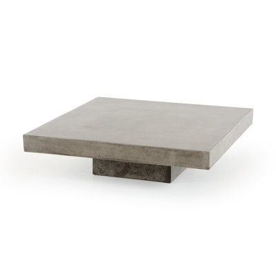 43" Grey And Dark Grey Concrete Square Block Coffee Table