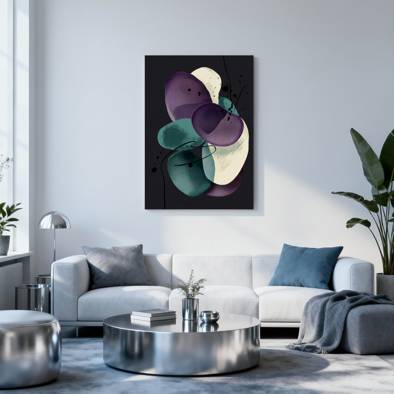 Ensemble de 1 tableau sur toile à motif floral abstrait, H 48 po x l 32 po