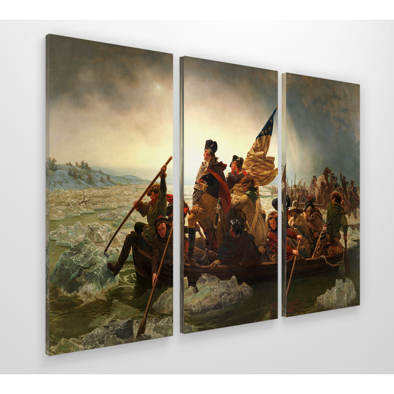 « washington crossing the endey », reproduction de peinture à l’acrylique à multiples images sur toile tendue de galerie