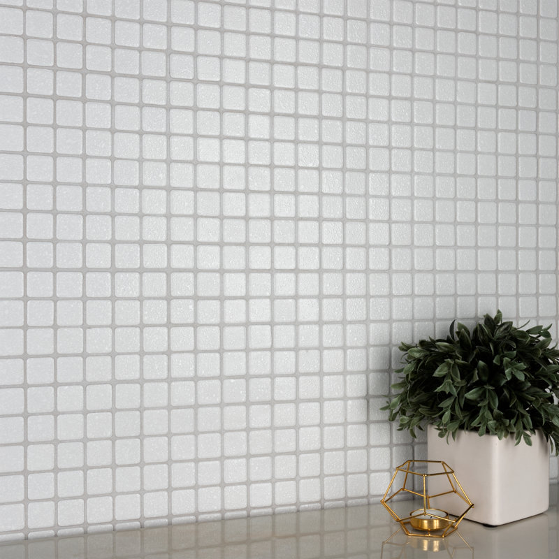 Crystalline Square 1.1" x 1.1" Porcelain Grid Mosaic Wall & Floor Tile, White