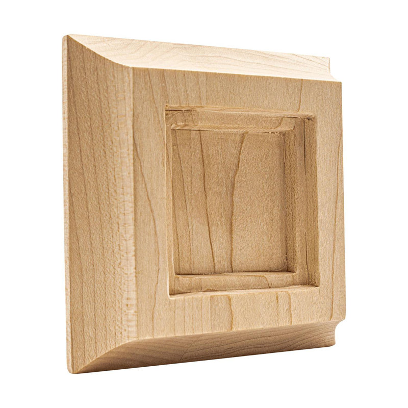 3.75" Square Unfinished Maple Wood Bullseye Rosette
