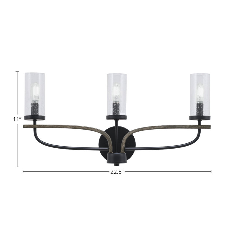Monterey 3 Light Bath Bar, Black