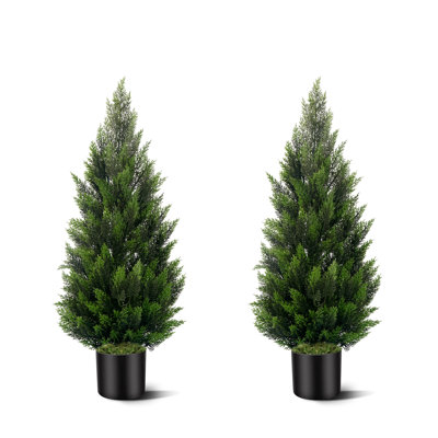 Trees Faux Cedar Tree Topiary In Pot (set Of 2)