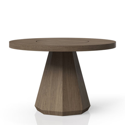 Round Dining Table With Lazy In Latte - Modern Style, Solid Wood + , 54in X 30in, 156lb , Finish Veneers, 54"x54"x30",