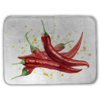 Red hot peppers Bath Mat with Non-Slip Backing - Quick Dry Memory Foam Bathroom Rug - Absorbent - Modern Plush Spa-Style - Machine Washable