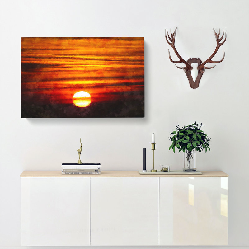 Orange Sunset - Wrapped Canvas Painting, 40cm H x 60cm W x 3cm D