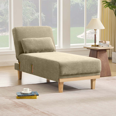 62.2''L Premium Chenille Chaise Lounge, Adjustable Backrest