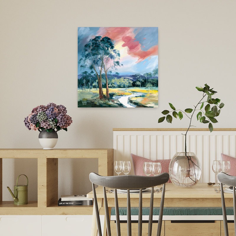 «Dancing Light At Sundown Abstract Contemporary Landscape Art», H 18 po x l 18 po