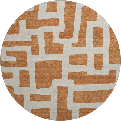 Premium Machine Washable Prisco Terracotta Rug