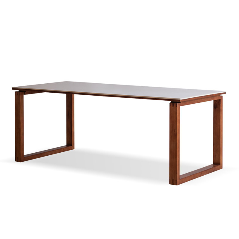 Blanc / pierre rectangulaire brun clair + table de salle à manger papillon en bois massif