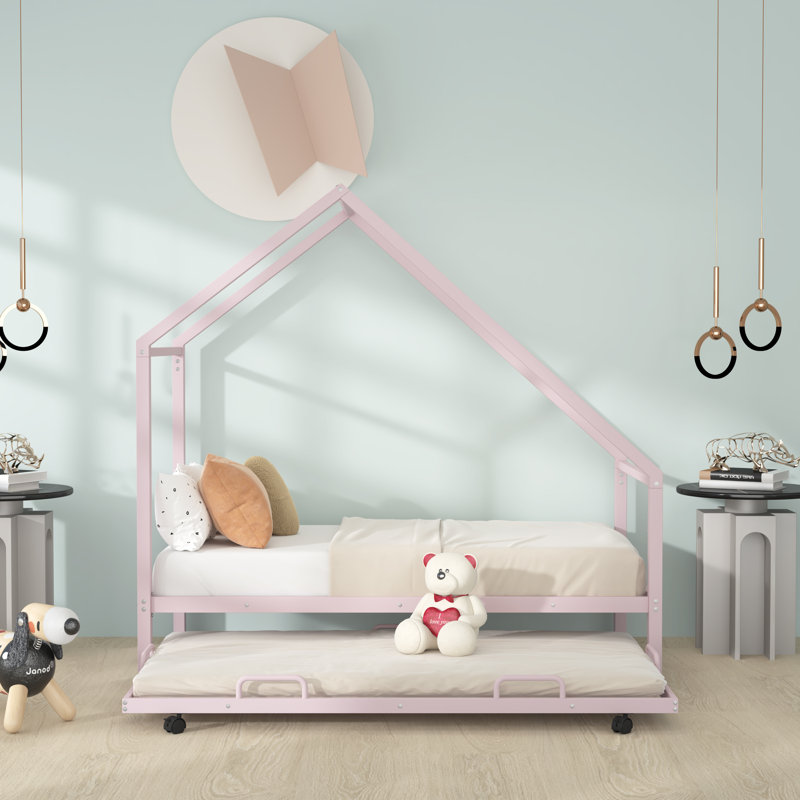 Lit plateforme en métal Aijah, Rose