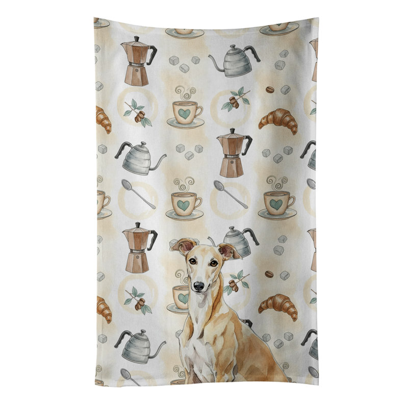 Serviette de cuisine Fawn Greyhound Coffee Bar, Lévrier fauve