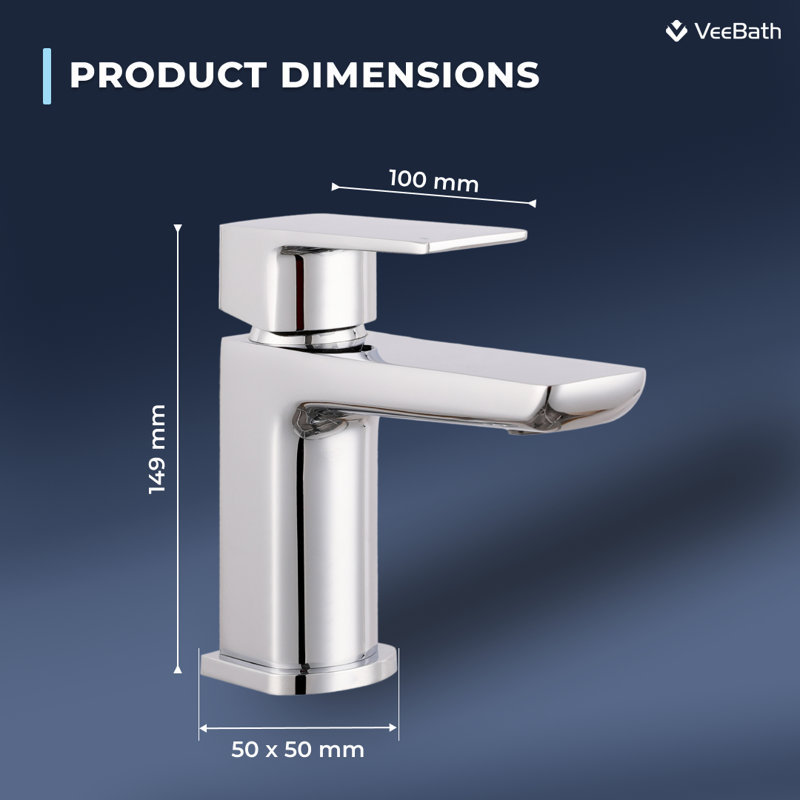  Lunar Soft Square Mono Basin Mixer Tap with Waste- Matt Black, Chrome