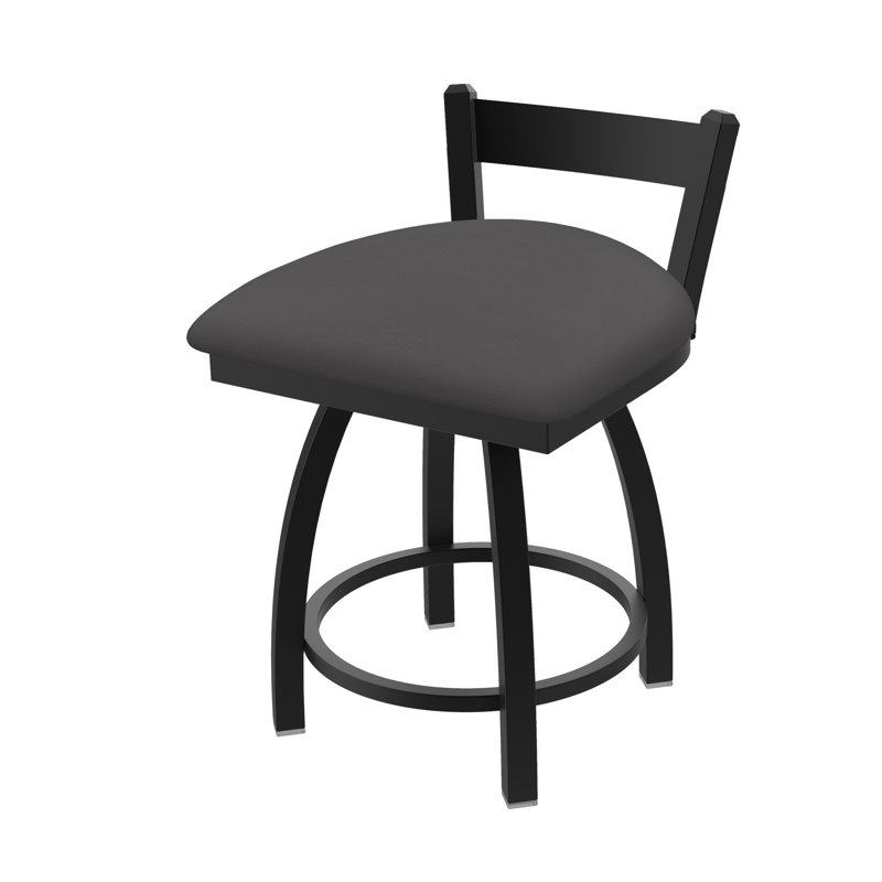 Tabouret de coiffeuse à dossier bas 18 po Catalina, Vinyle et rênes Adobe, Noir froissé