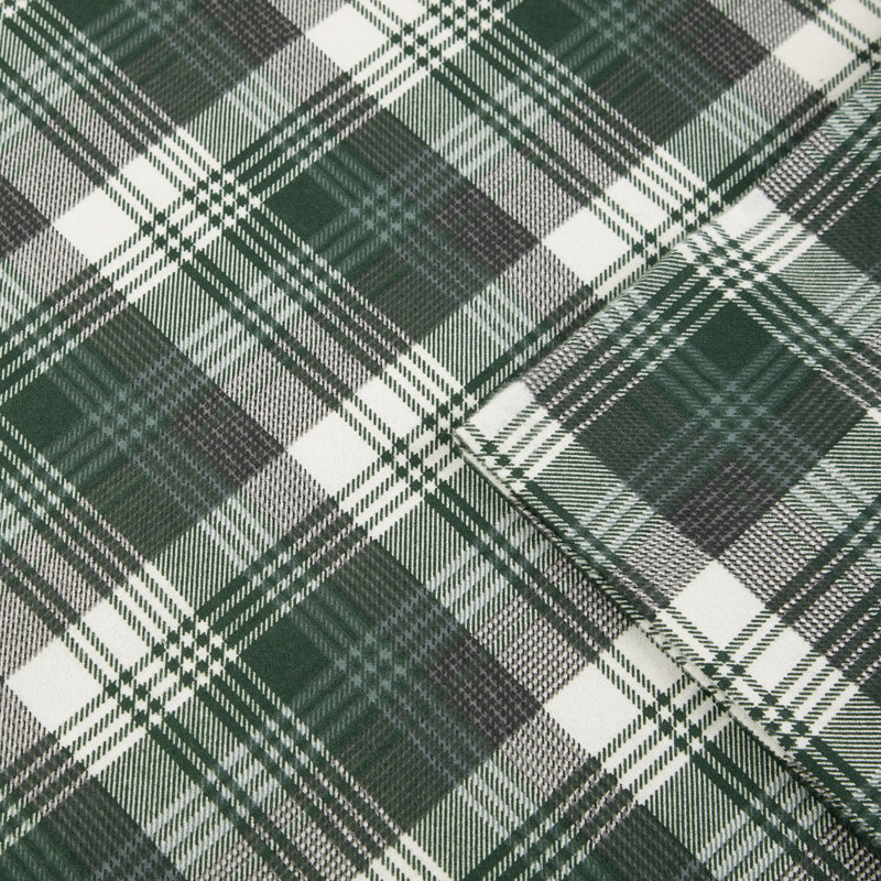 Green Plaid Queen Cotton Flannel Sheet Set