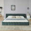 California King Size Upholstered Bed Frame With Thick Fabric, Chenille Fabric Grounded Queen Size Platform Bed With Headboard And Solid Frame. No Box Spring Needed-Beige(90.5''*80.5''*31'')-2061222035-2061222037