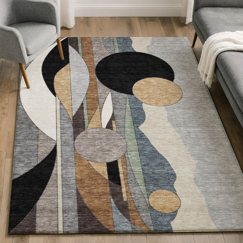 Premium Machine Washable Mayfield AMF2252 Modern Rug, Gray, 8' x 10'