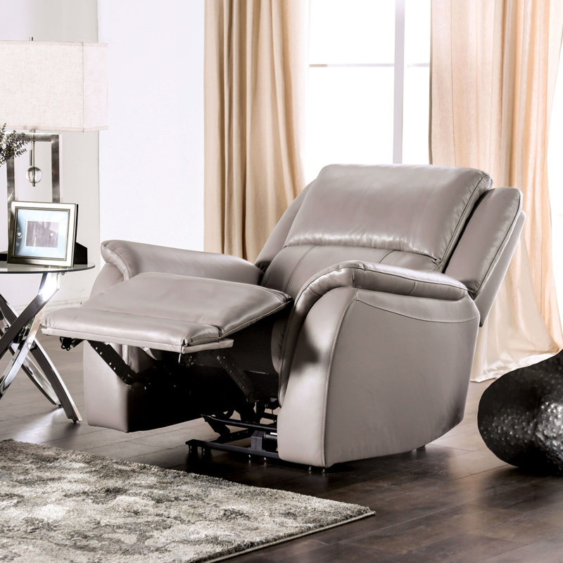 Fauteuil inclinable électrique 1 pièce de style transitionnel entièrement rembourré avec accoudoirs coussinés et décoratifs en bois franc pour salon principal
