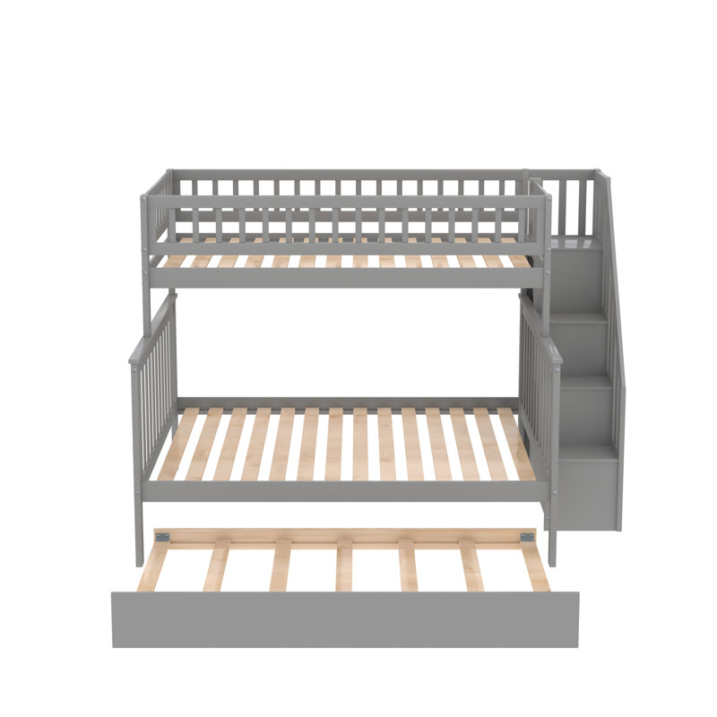 Lit superposé standard avec gigogne Gurchetan par Harriet Bee, gris, Simple sur double