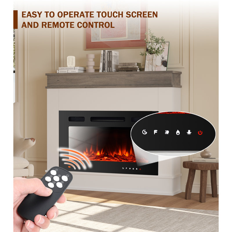 Aeliana Belfry Heating Electric Fire, White, 83.5cm H x 123.5cm W x 19.5cm D
