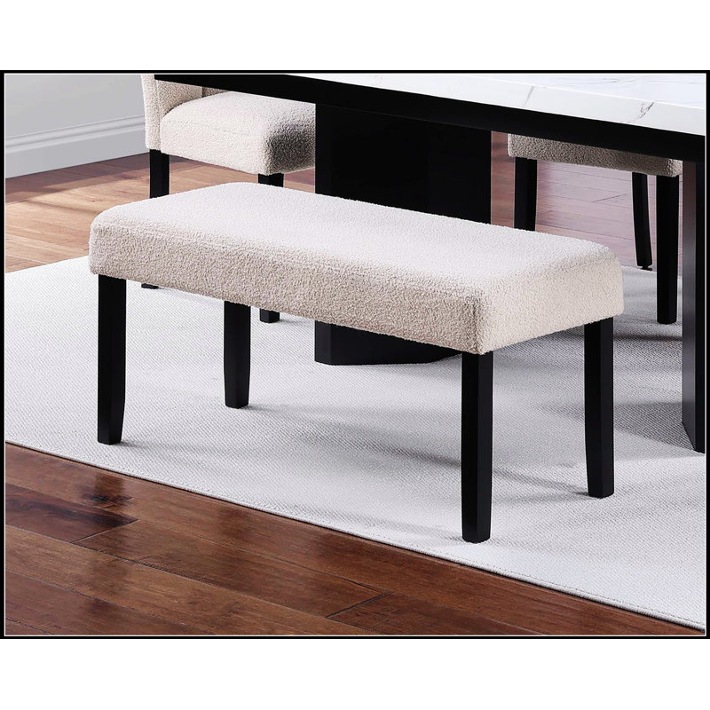 Banc de salle à manger rembourré avec siège en tissu doux et pieds fuselés en bois pour les salles à manger modernes, Neutre