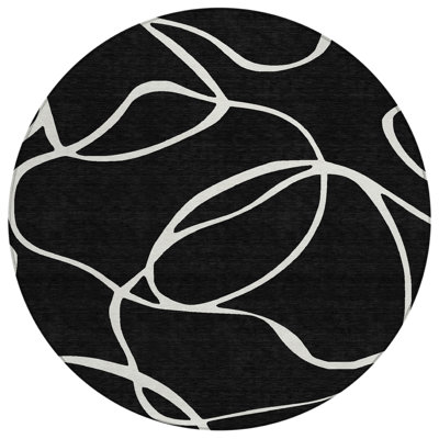 Mirelle Black Washable Indoor-Outdoor Rug - 