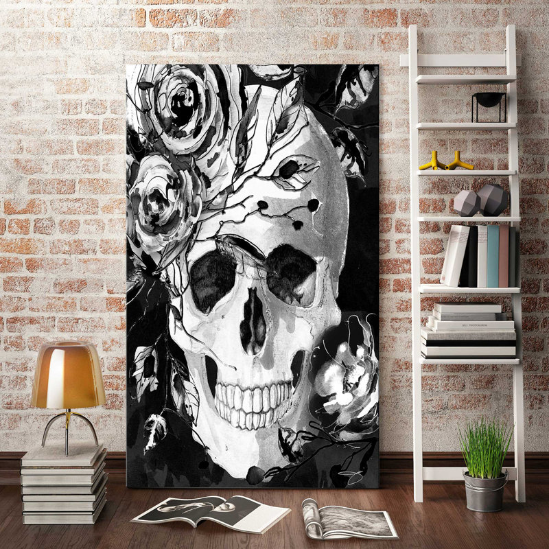 Crâne noir (vertical) par By Jodi - impression, Toile tendue, H 60 po x l 36 po x P 1,5 po