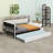 Daybed with Storage Footstool & Shelves, Upholstered Frame with Trundle, USB & LED Light-271107355