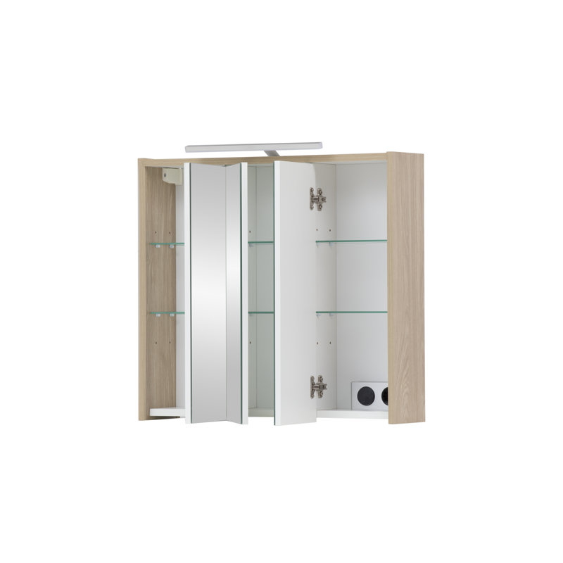 Calvin-Leigh Mirror Cabinet with LED Lighting, 60cm H x 65cm W x 16cm D