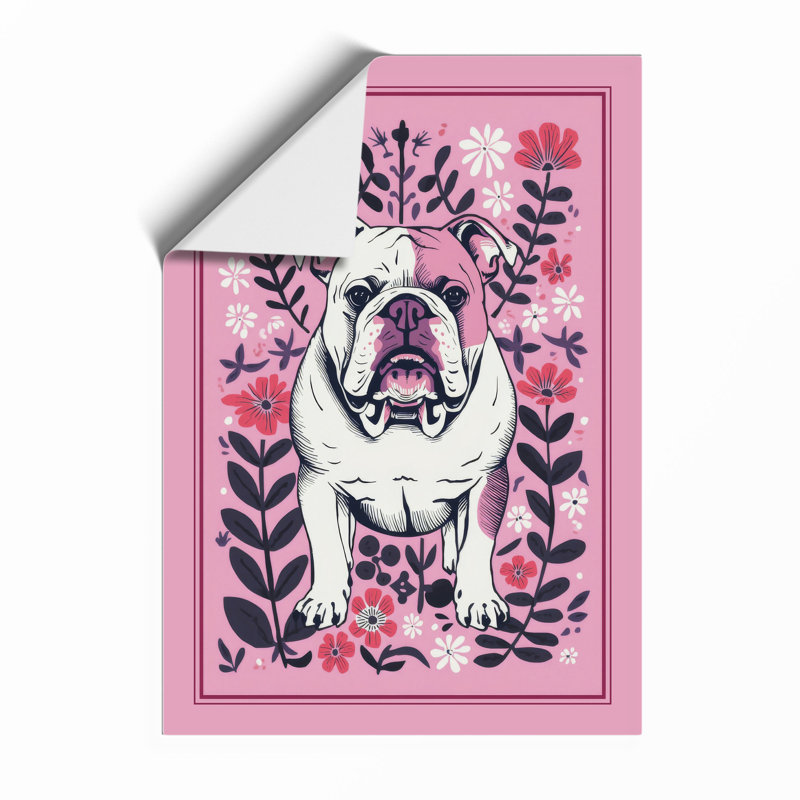 Bulldog in Bloom Eclectic - Framed Print, Unframed, A3 - 42.0 x 29.7 cm