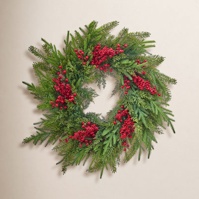 24" Natural Touch With Berry Wreath
