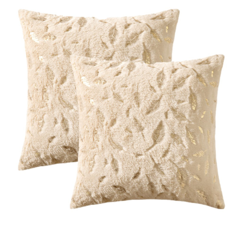 Faux Fur Reversible Pillow Cover, 18 x 18, Cream 