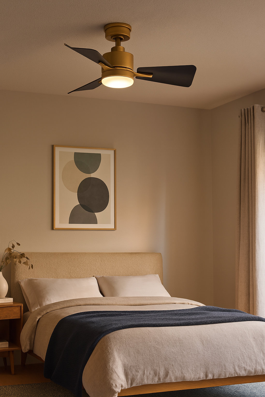 Leventhal 30" Ceiling Fan with Light Kit, Matte Black/Gold