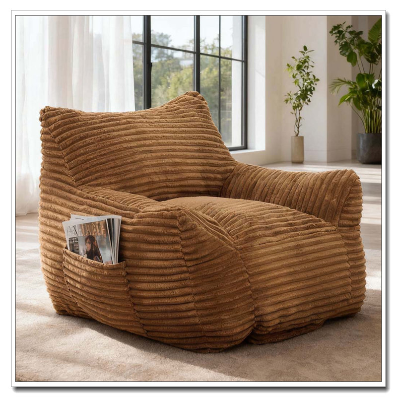 Bean Bag Chair, Oversized Comfy Beanbag, Brown