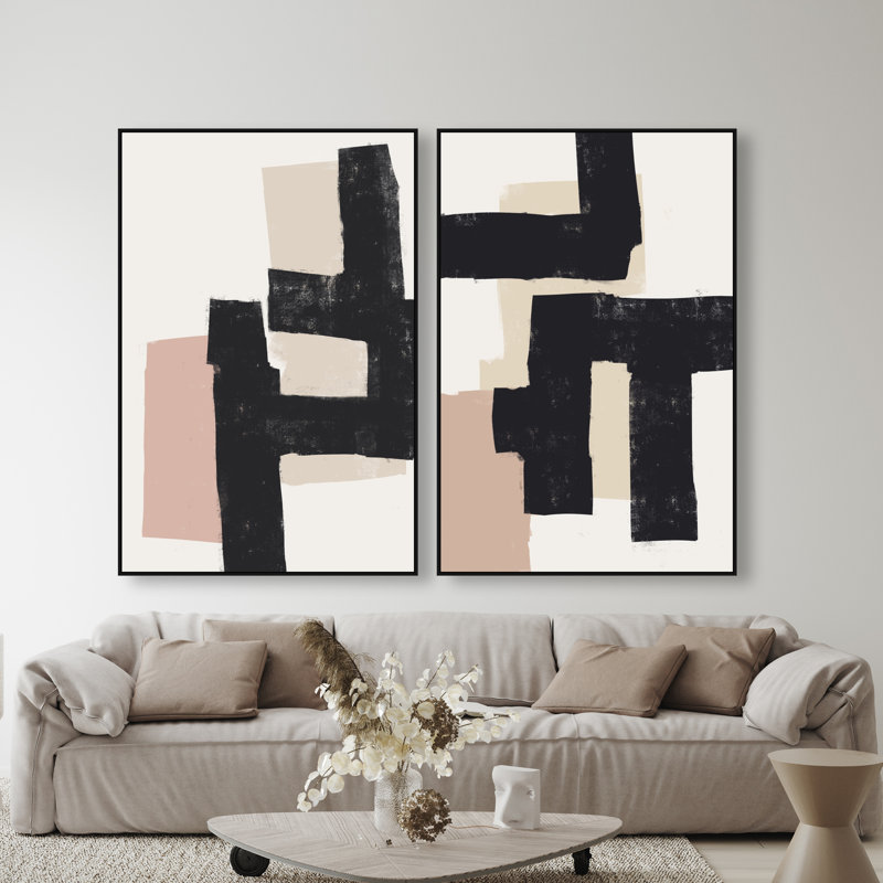 Nowhere Set Abstract Canvas Print by Oliver Gal, Black Frame, 10 x 15, 37"H x 55"W, Black Floater Frame