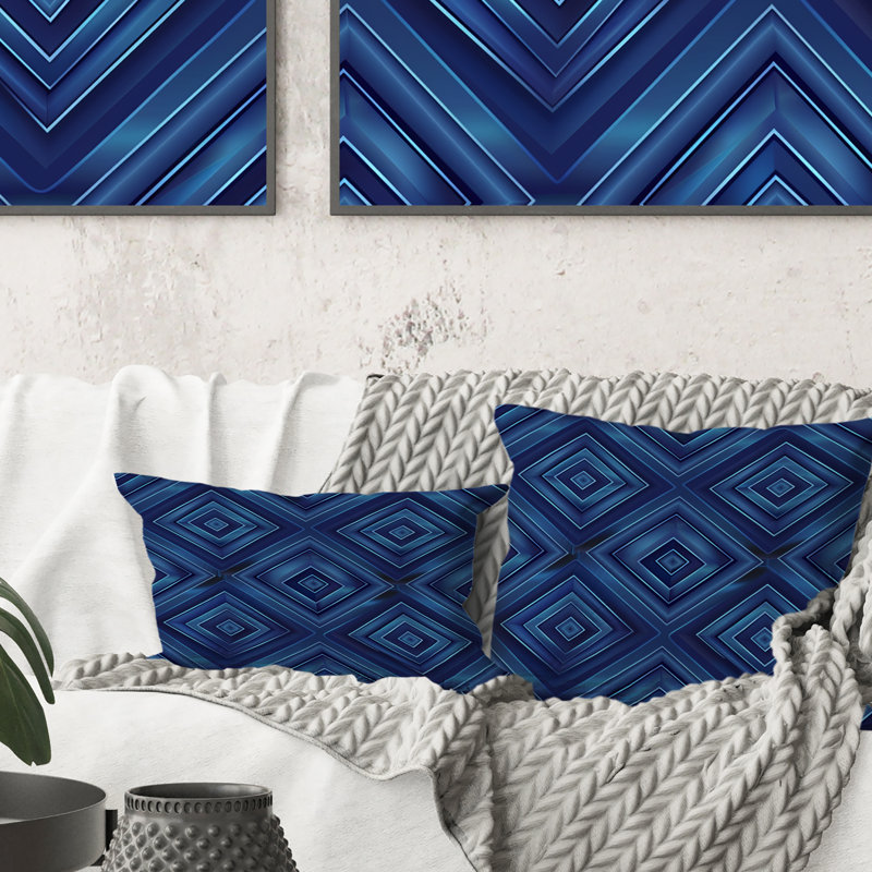 Coussin Blue Modern Maze III - Modern, H 18 po x l 18 po