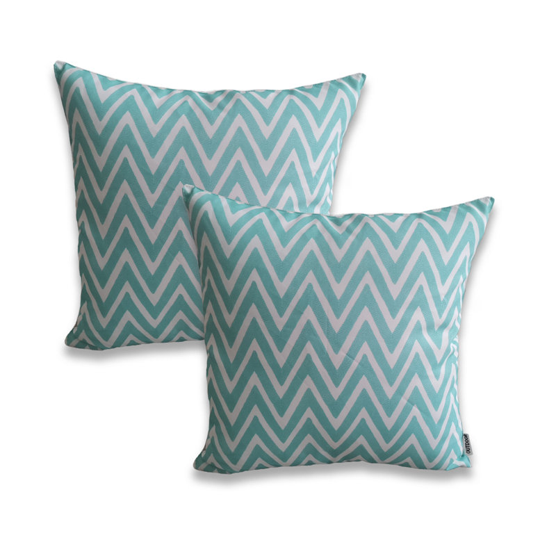 Ensemble de 2 taies d'oreiller extérieures imprimées sur fond blanc (ensemble de 2), Vert eau