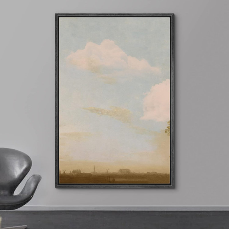 Nuage nuageux ciel bleu pastel aquarelle vue nature paysage art moderne décor minimaliste rustique, H 36 po x l 24 po