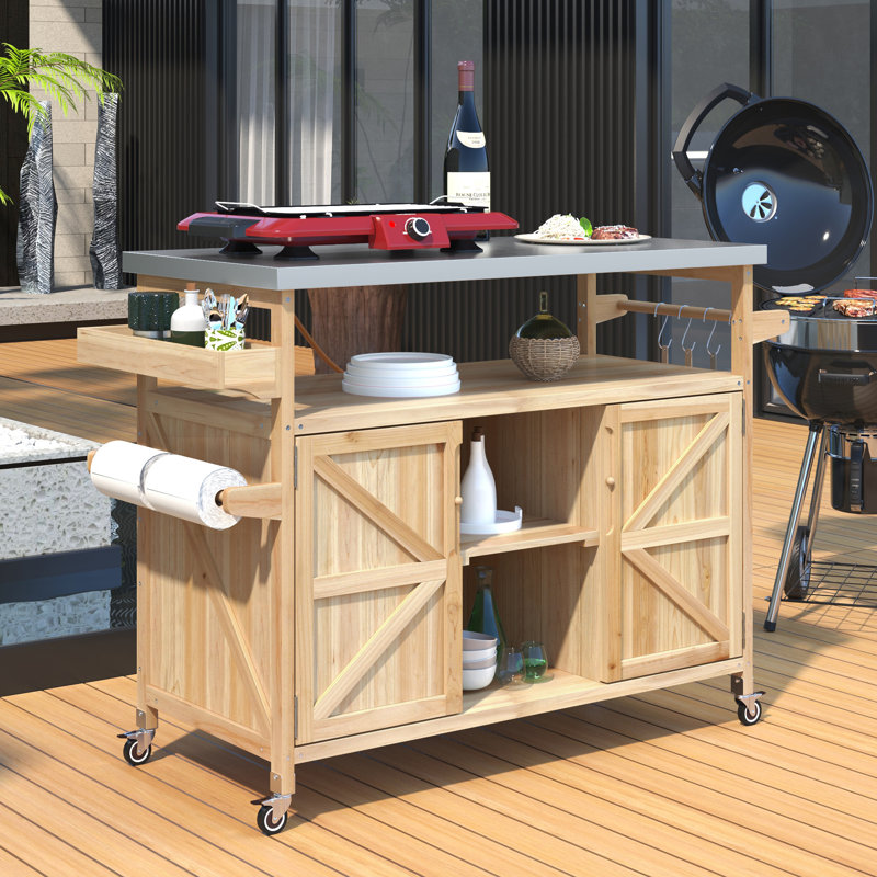 Outdoor Kitchen Island(No Include Stool), Natural