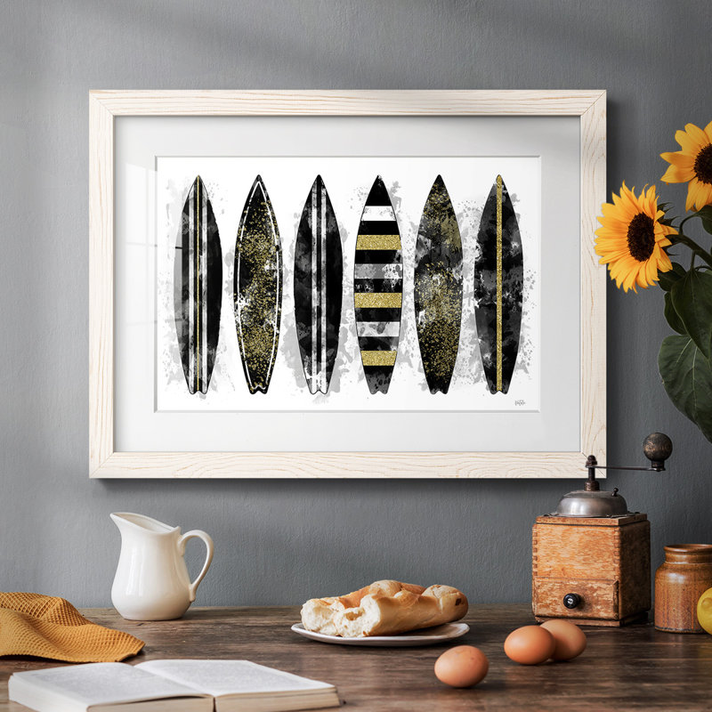 Golden Surf - impression encadrée rustique avec tableau mat, Blanc, H 18 po x l 26 po x P 1,5 po