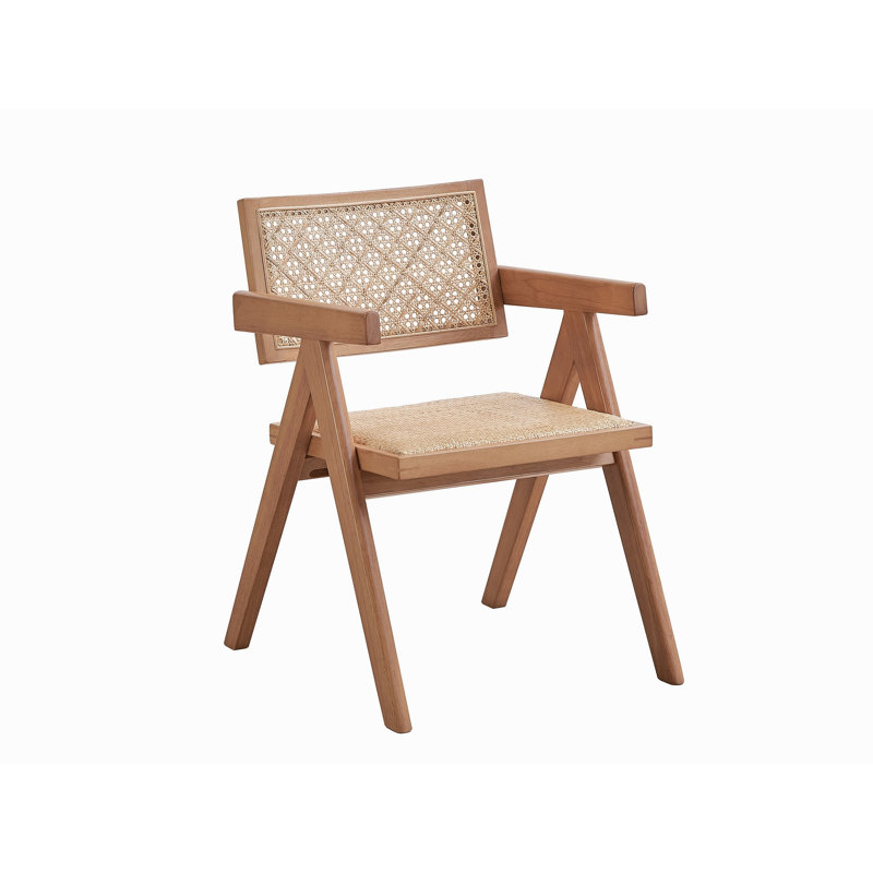 Chaise avec accoudoirs en rotin et finition naturelle Velentina (ensemble de 2)