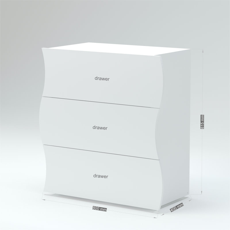 Hillview 516.13cm W 3 - Drawer Chest of Drawers, White
