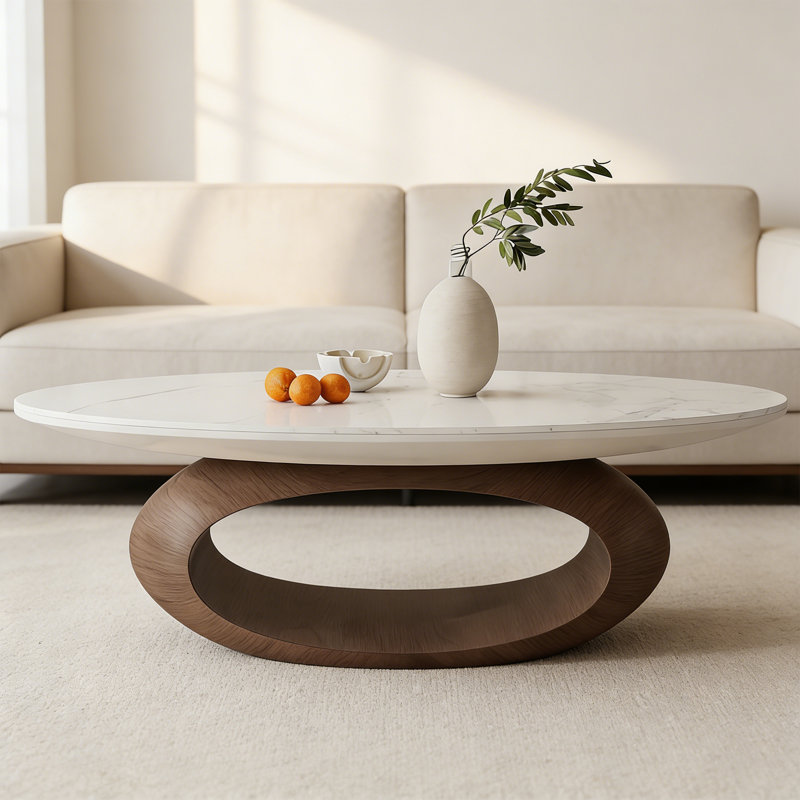 Table basse à bascule Creative Elliptical, Marron foncé, H 15,9 po x L 47,2 po x l 27,6 po