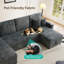 Très grand canapé-lit modulaire en forme de U 107 po en velours côtelé avec lit coulissant et chaises de rangement doubles, gris foncé-393066676